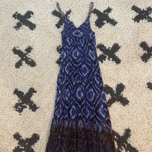 Alberto Makali Blue Print Beaded Spaghetti Strap Maxi Dress
